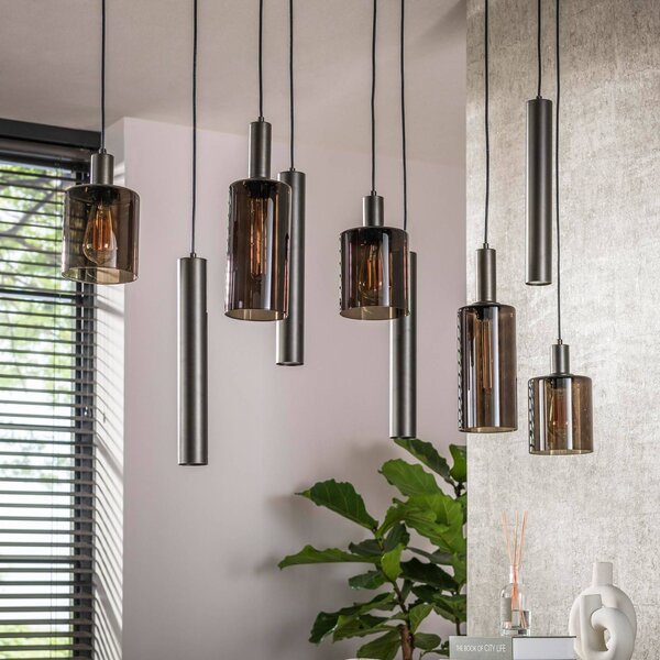 ZIJLSTRA Lampa wisząca szklana Sepiora, możliwość ściemniania, brązowy / rdzawy, salon / jadalnia, szkło, skandynawski