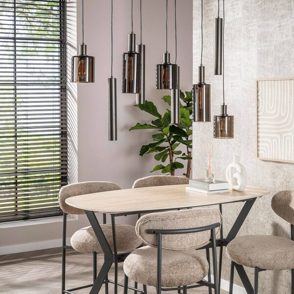 ZIJLSTRA Lampa wisząca szklana Sepiora, możliwość ściemniania, brązowy / rdzawy, salon / jadalnia, szkło, skandynawski