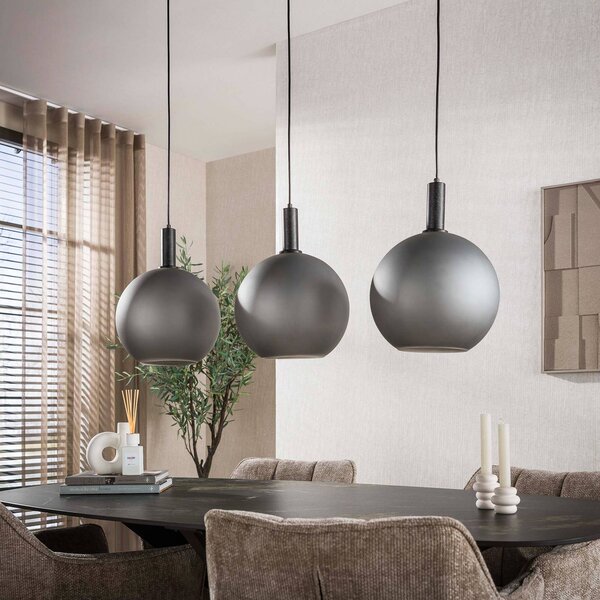 ZIJLSTRA Lampa wisząca szklana Bubble, możliwość ściemniania, aluminiowy / szary / cynkowy, salon / jadalnia, szkło, skandynawski