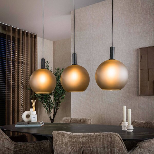 ZIJLSTRA Lampa wisząca szklana Bubble, możliwość ściemniania, aluminiowy / szary / cynkowy, salon / jadalnia, szkło, skandynawski
