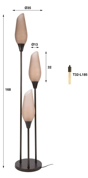 ZIJLSTRA Lampa stojąca Cocoon, brązowy / rdzawy, salon / jadalnia, szkło, skandynawski