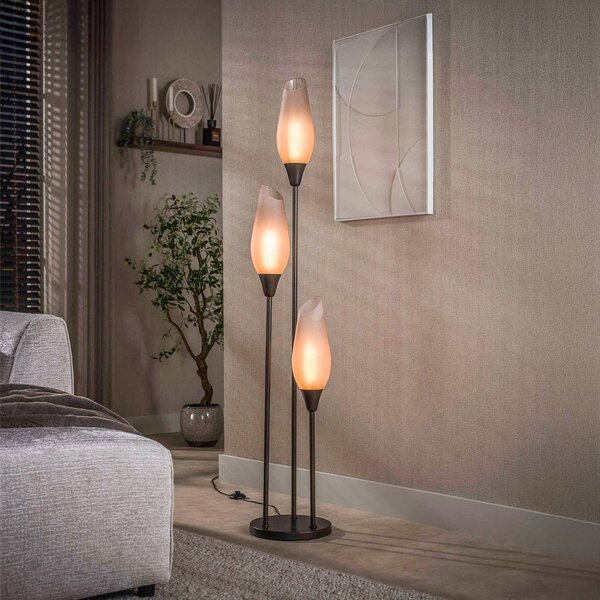 ZIJLSTRA Lampa stojąca Cocoon, brązowy / rdzawy, salon / jadalnia, szkło, skandynawski