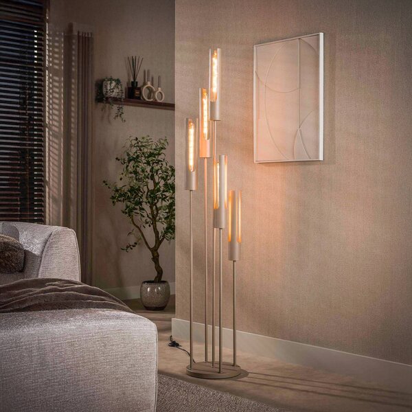 ZIJLSTRA Lampa stojąca Tube, kremowy / amber, salon / jadalnia, metal, skandynawski