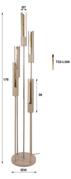 ZIJLSTRA Lampa stojąca Tube, kremowy / amber, salon / jadalnia, metal, skandynawski