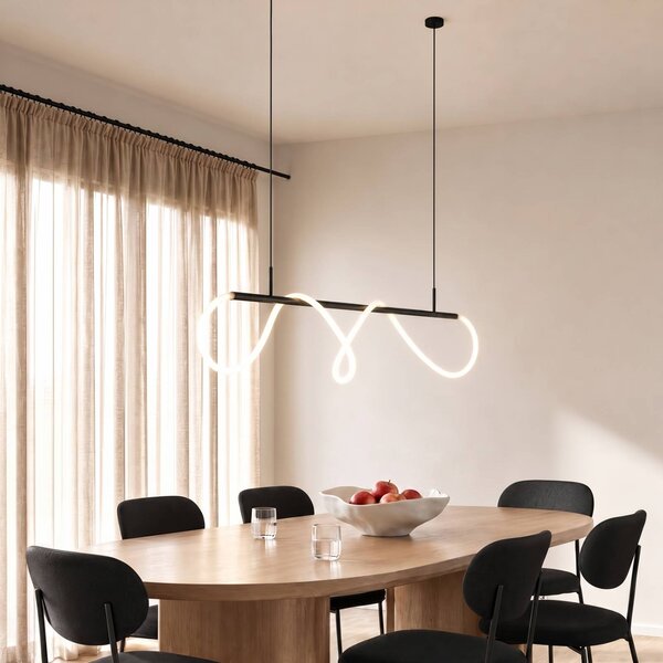 Lampa wisząca Kisune Lucande, czarny, salon / jadalnia, tworzywo sztuczne, nowoczesny