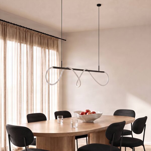Lampa wisząca Kisune Lucande, czarny, salon / jadalnia, tworzywo sztuczne, nowoczesny