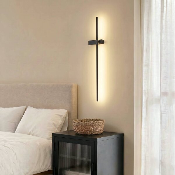 Kinkiet LED Natsumi Lindby, czarny, salon / jadalnia, aluminium, nowoczesny