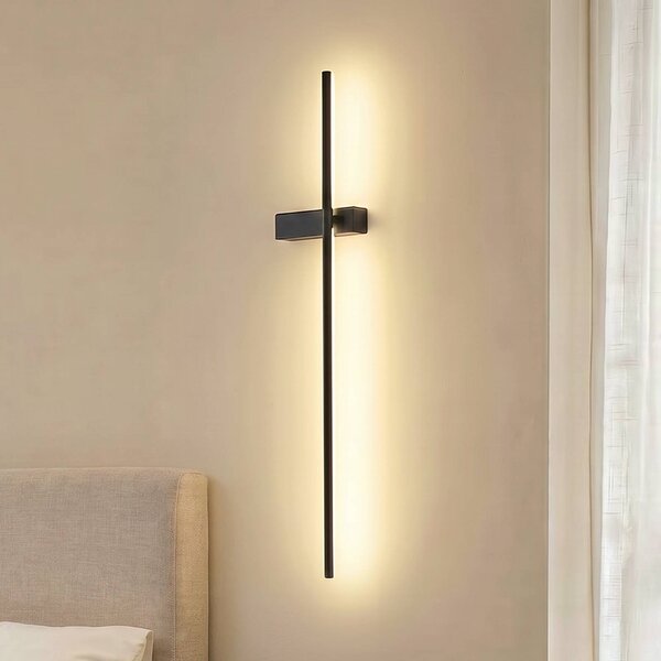 Kinkiet LED Natsumi Lindby, czarny, salon / jadalnia, aluminium, nowoczesny
