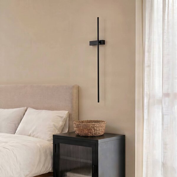 Kinkiet LED Natsumi Lindby, czarny, salon / jadalnia, aluminium, nowoczesny