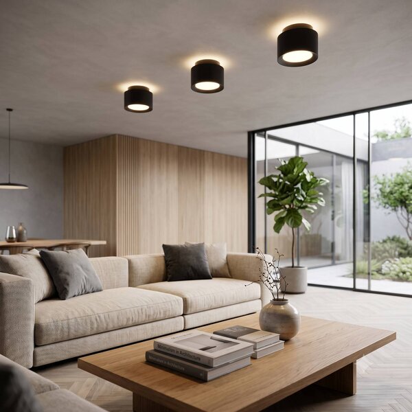 Näve Lampa sufitowa LED Trimes, możliwość ściemniania, czarny, salon / jadalnia, tworzywo sztuczne
