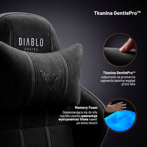 Fotel gamingowy materiałowy Diablo X-One 2.0 King Size, Burned Black