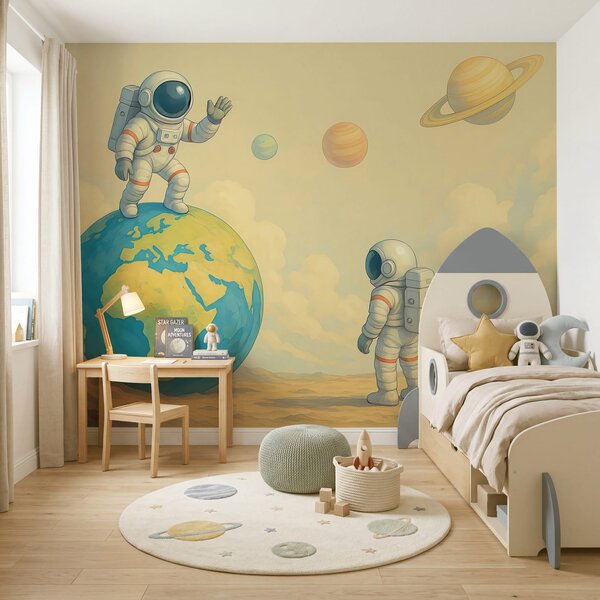 Fototapeta Dwóch astronautów stojących na planecie, Fototapety Kosmos, Popularne Fototapety, w03980 - Tapeko.pl