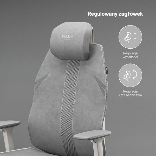 Fotel biurowy ergonomiczny Diablo V-Flash Light Grey