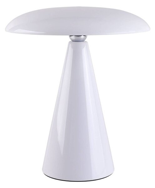 Beacon Lighting Lampa stołowa LED z akumulatorem, model Kinoko, biała, 27 cm, CCT możliwość ściemniania, biały / opal, salon / jadalnia, tworzywo sztuczne, nowoczesny