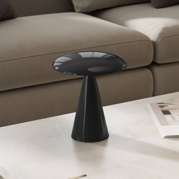 Beacon Lighting Lampa stołowa LED z akumulatorem Kinoko, czarna, 27 cm, CCT możliwość ściemniania, czarny, salon / jadalnia, tworzywo sztuczne, nowoczesny