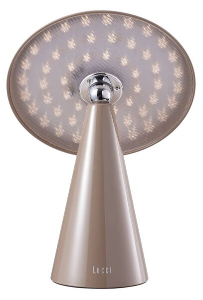 Beacon Lighting Lampa stołowa LED z akumulatorem Kinoko, brązowa, 27 cm, CCT możliwość ściemniania, brązowy / rdzawy, salon / jadalnia, tworzywo sztuczne, nowoczesny
