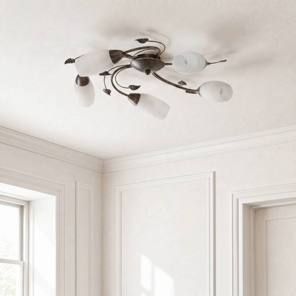 Lampa sufitowa Stefania Lindby, możliwość ściemniania, brązowy / rdzawy, salon / jadalnia, metal, antyczny