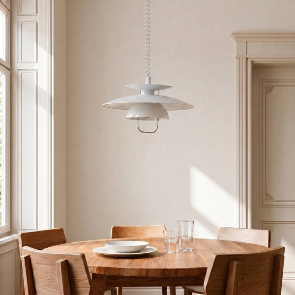 Lampa wisząca Nadija Lindby, możliwość ściemniania, biały / opal, kuchnia, metal, skandynawski
