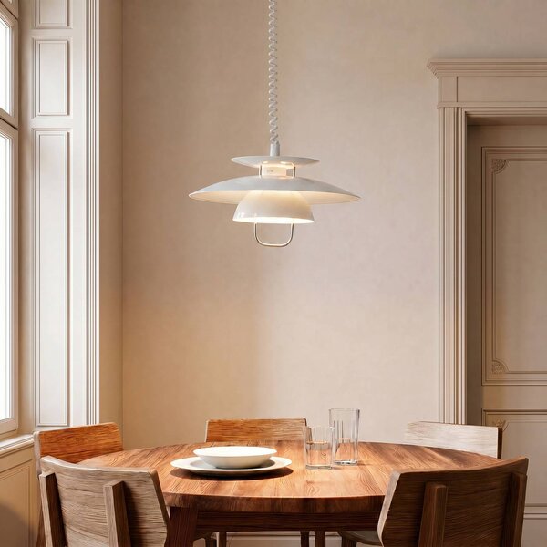 Lampa wisząca Nadija Lindby, możliwość ściemniania, biały / opal, kuchnia, metal, skandynawski