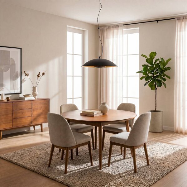 Lampa wisząca Emilienne Lindby, możliwość ściemniania, czarny, salon / jadalnia, metal, nowoczesny