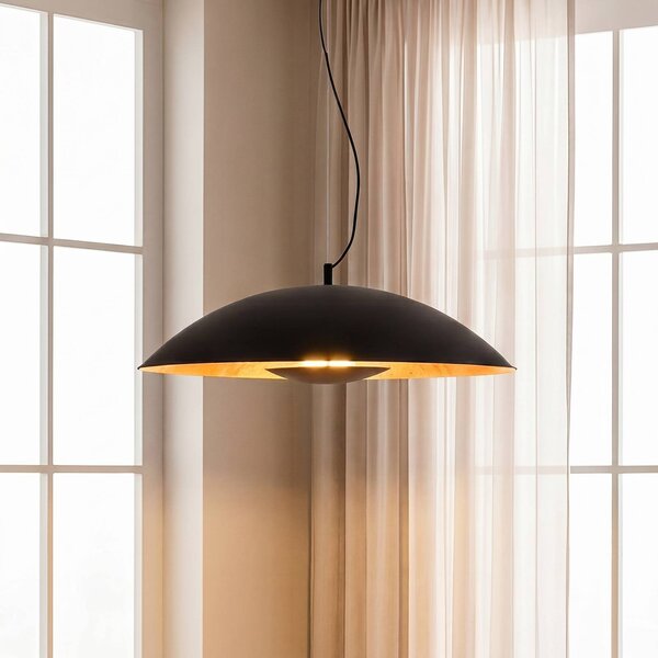 Lampa wisząca Emilienne Lindby, możliwość ściemniania, czarny, salon / jadalnia, metal, nowoczesny