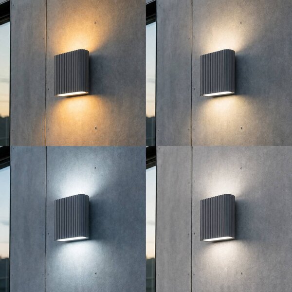 Kinkiet zewnętrzny Raija Lucande, aluminiowy / szary / cynkowy, aluminium, nowoczesny