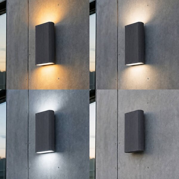 Kinkiet zewnętrzny Raija Lucande, aluminiowy / szary / cynkowy, aluminium, nowoczesny