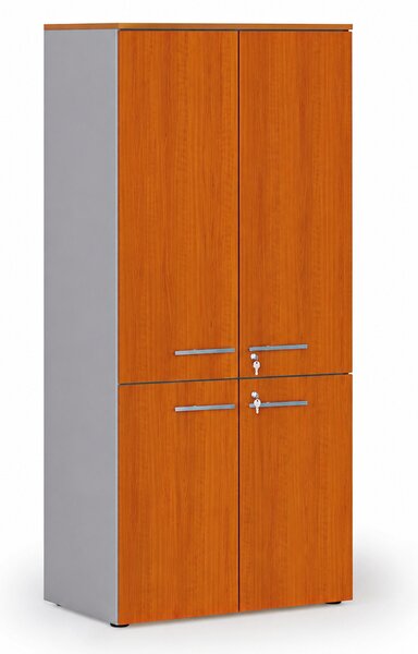 Szafa biurowa pół-drzwi PRIMO GRAY, 800 x 500 x 1781 mm, szary/czereśnia