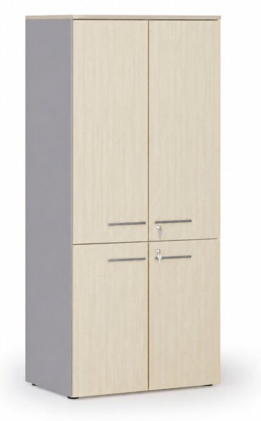 Szafa biurowa pół-drzwi PRIMO GRAY, 800 x 500 x 1781 mm, szary/brzoza