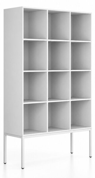 Regał FRAME, z białą podstawą, 1299 x 450 x 2185 mm, biały