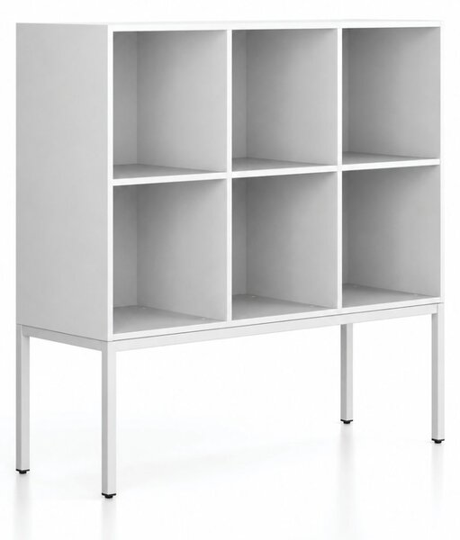 Regał FRAME, niski, z białą podstawą, 1299 x 450 x 1331 mm, biały