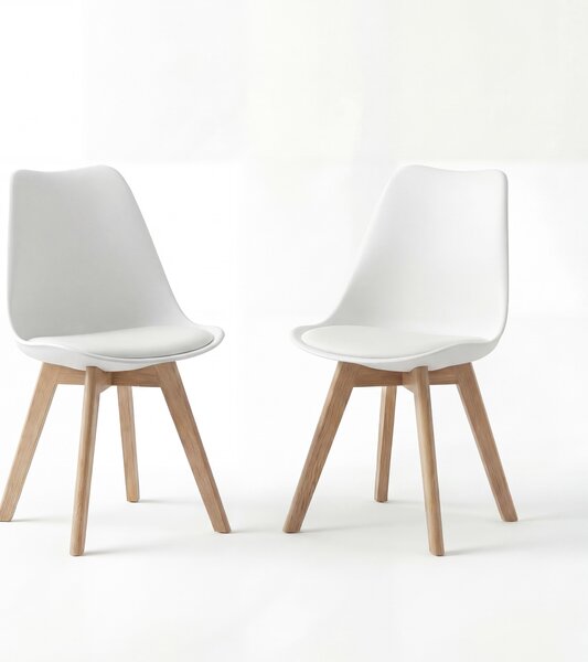 Zestaw 2 krzeseł do jadalni BEALIFE TB18 | Ergonomiczne, wysokość siedziska 45 cm, nogi z PP i drewna, skandynawski design | Do jadalni i gabinetu | Czarno-białe