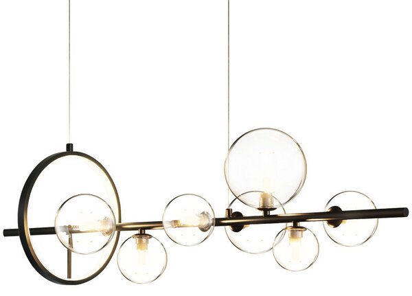Duringo – Lampa wisząca LED 90 cm 18W Czarny + Przezroczysty