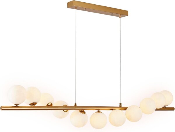 Oruga - lampa wisząca 120cm nad stół, do jadalni, złoty, mleczna kula