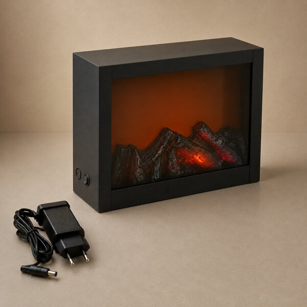 Kominek dekoracyjny LED, metalowy, 10 x 29 x 23 cm