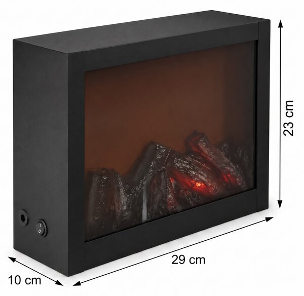 Kominek dekoracyjny LED, metalowy, 10 x 29 x 23 cm