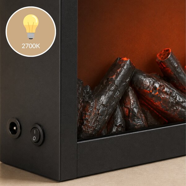 Kominek dekoracyjny LED, metalowy, 10 x 41 x 35 cm