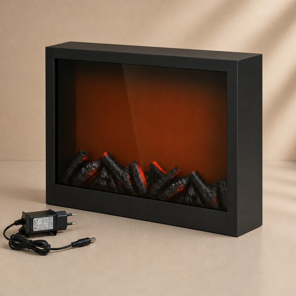 Kominek dekoracyjny LED, metalowy, 10 x 41 x 35 cm