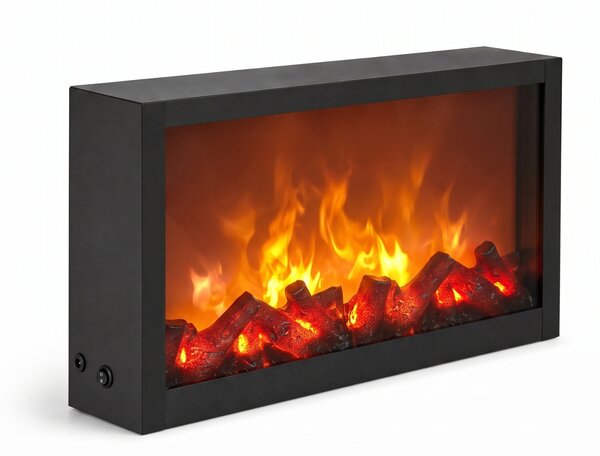 Kominek dekoracyjny LED, metalowy, 10 x 41 x 25 cm