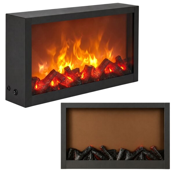 Kominek dekoracyjny LED, metalowy, 10 x 41 x 25 cm