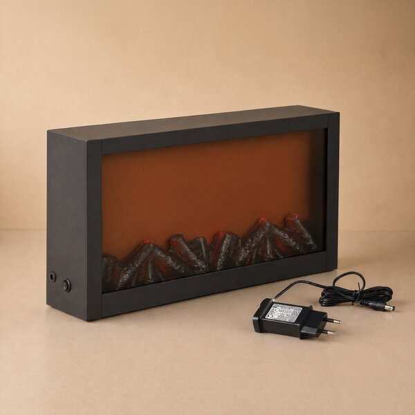 Kominek dekoracyjny LED, metalowy, 10 x 41 x 25 cm