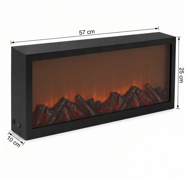 Kominek dekoracyjny LED, metalowy, 10 x 57 x 25 cm