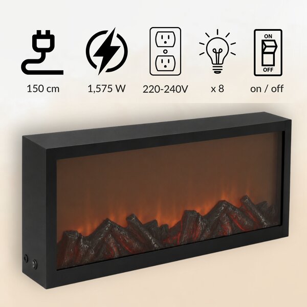 Kominek dekoracyjny LED, metalowy, 10 x 57 x 25 cm
