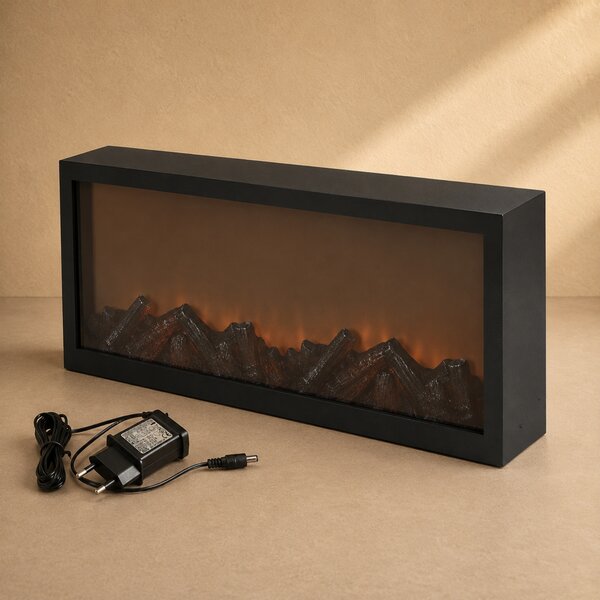 Kominek dekoracyjny LED, metalowy, 10 x 57 x 25 cm