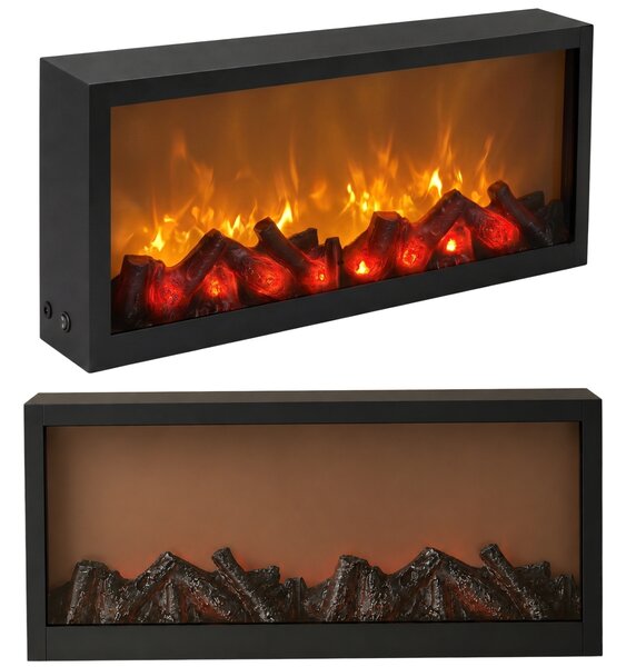Kominek dekoracyjny LED, metalowy, 10 x 57 x 25 cm
