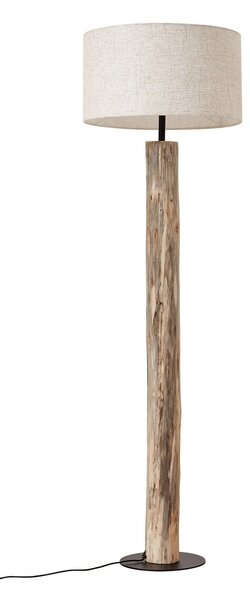 Lampa Podłogowa Lucande, Jorvan, beżowy, salon, drewno