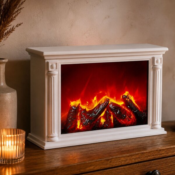 Kominek dekoracyjny LED w stylu klasycznym, 10 x 33 x 21 cm
