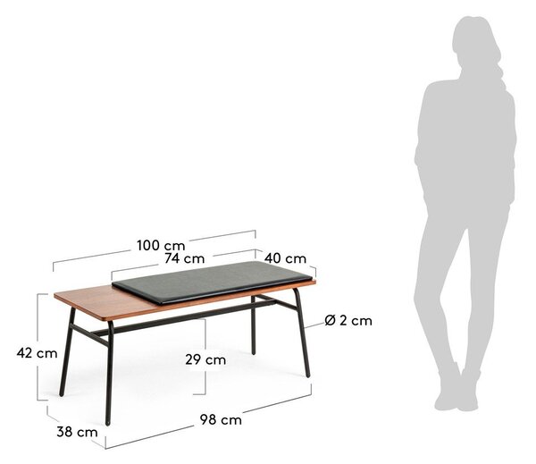 Czarno-brązowa ławka z imitacji skóry Carabel – Kave Home