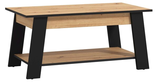 Nowoczesny stolik kawowy dąb artisan, czerń 101 cm