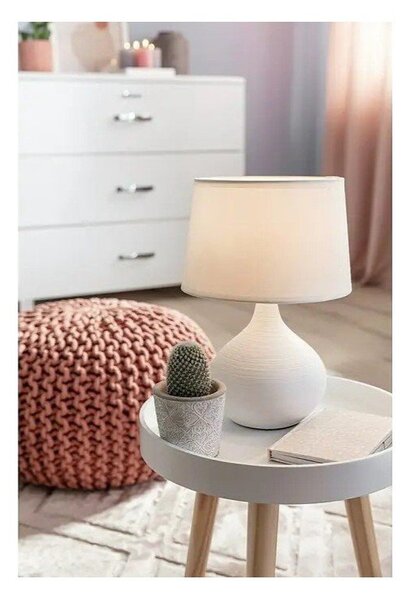 Biała lampa stołowa z ceramiki i tkaniny Reality Martin, wys. 29 cm